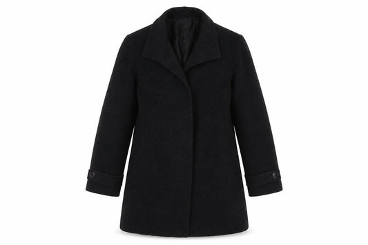 BHS Women's Black Wool Overcoat - Size 12