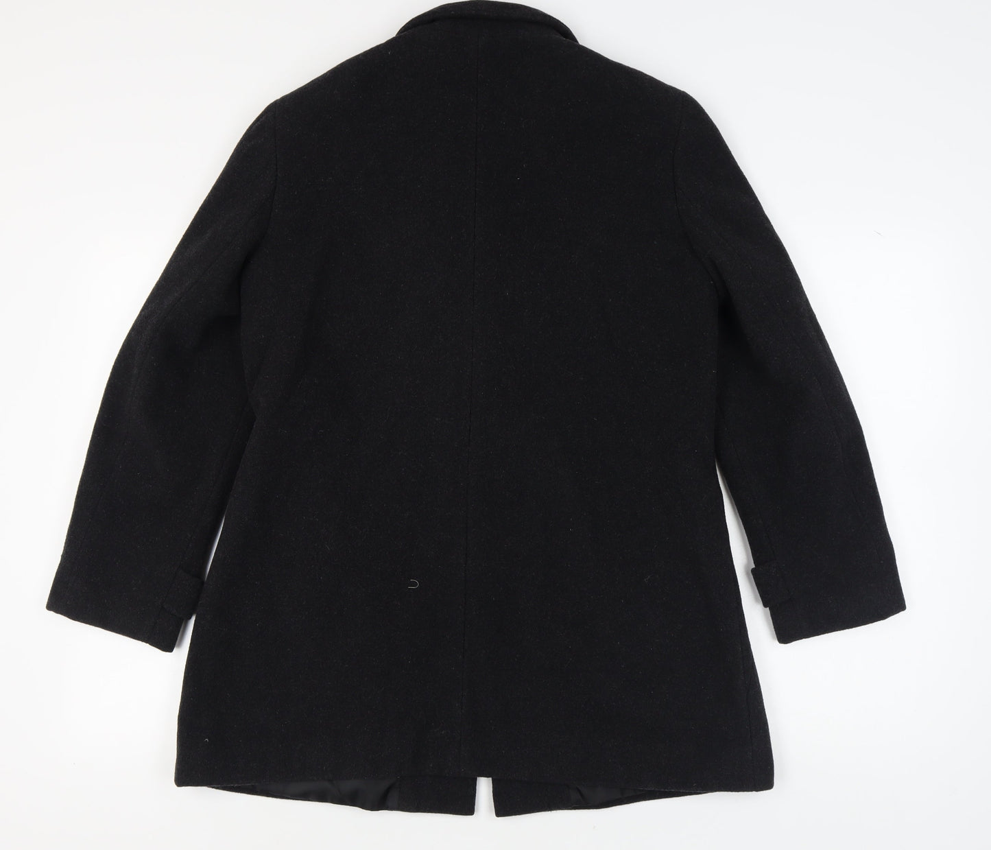 BHS Women's Black Wool Overcoat - Size 12