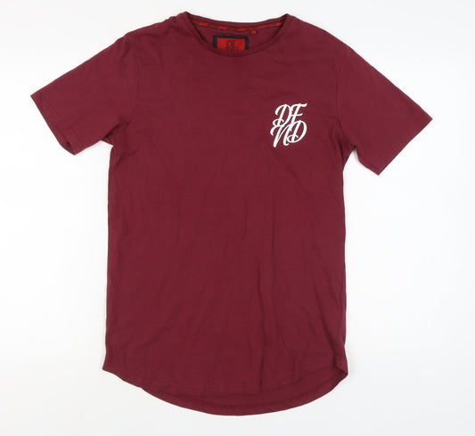 DFND Men's Red Crew Neck T-Shirt, Size M