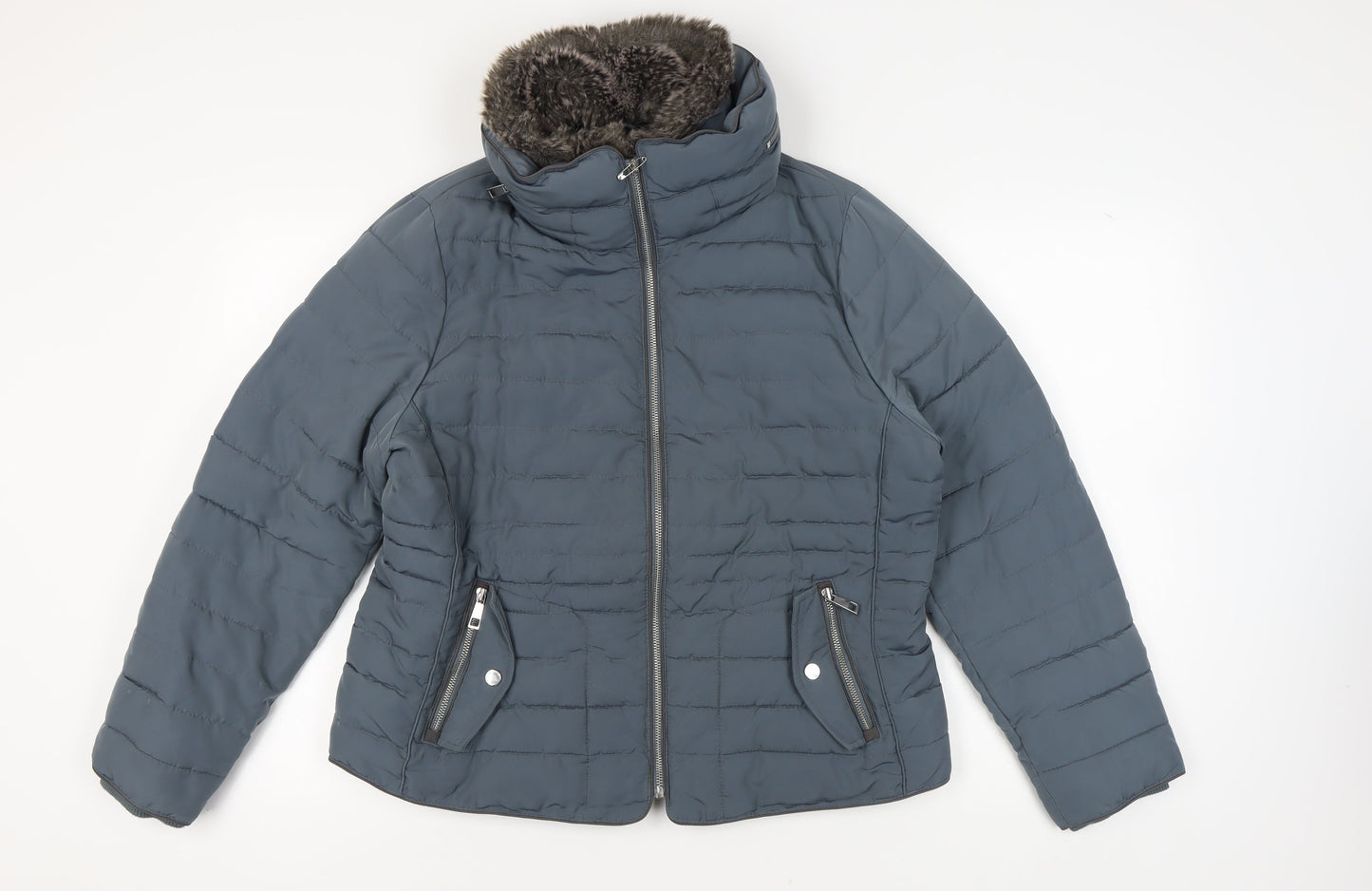 Marks and Spencer Women's Blue Puffer Jacket Size 18