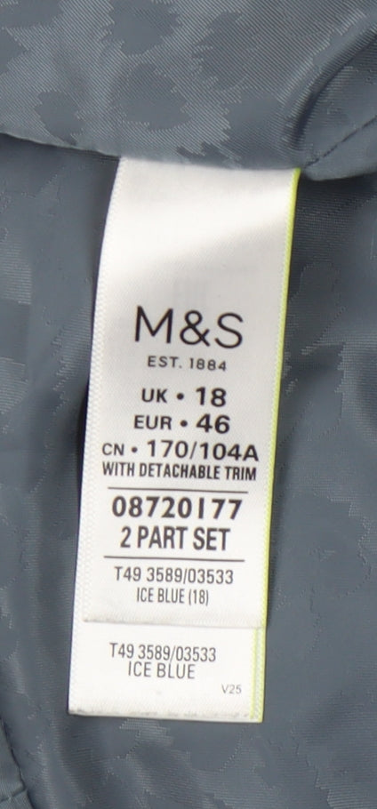 Marks and Spencer Women's Blue Puffer Jacket Size 18