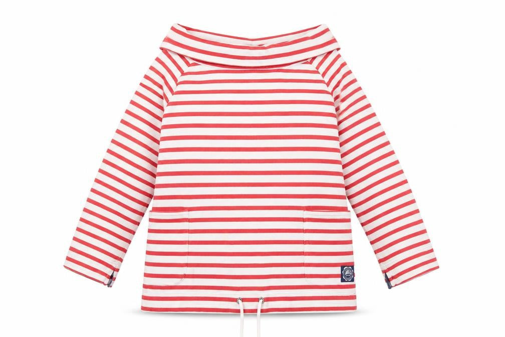 Joule Women's XS Red Striped Boat Neck Sweatshirt