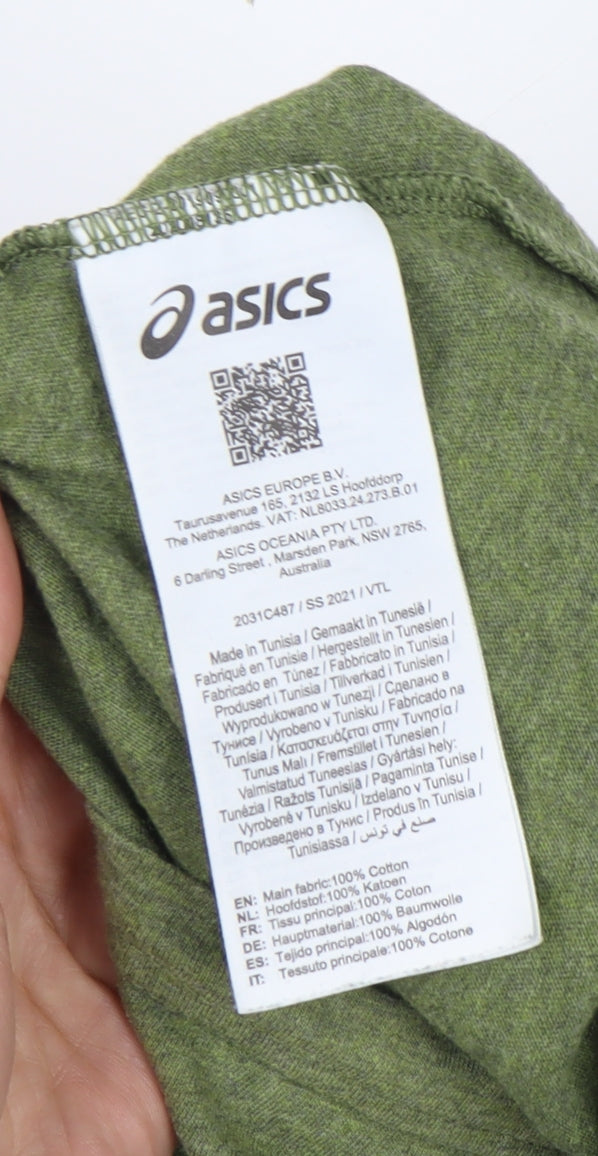 ASICS Men's Green Graphic Print T-Shirt - Size S