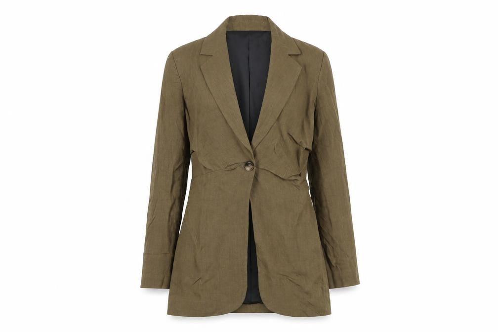 Zara Women's XS Brown Blazer Linen One-Button