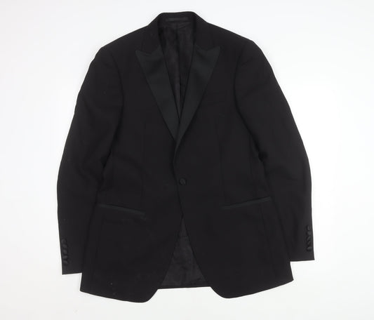 Marks and Spencer Men's Black Shawl Lapel Tuxedo Blazer, Size 40L