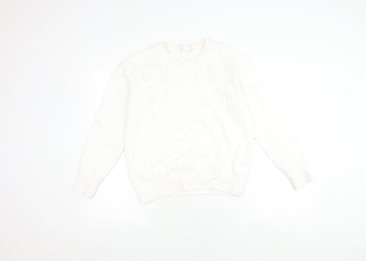H&M Women's White Pullover Jumper Size 12