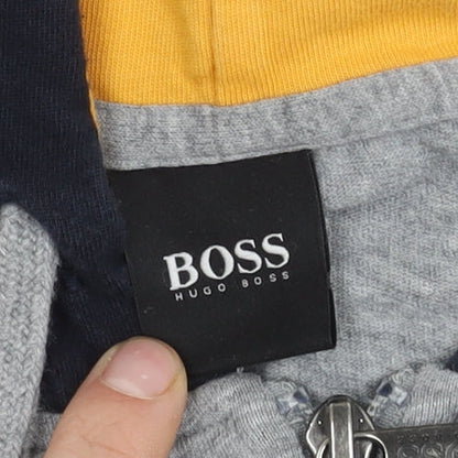 Preloved Hugo Boss Men's Grey Hooded Jacket S - Label