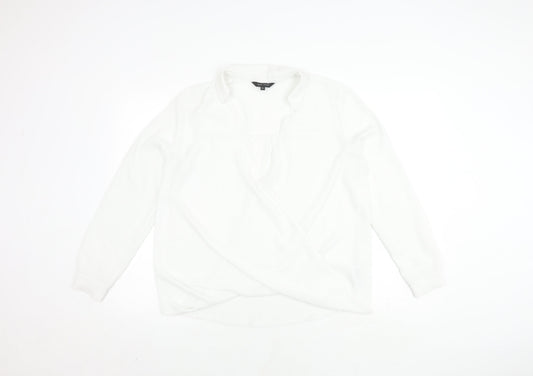 New Look Women's White Wrap Top, Size 10, V-Neck