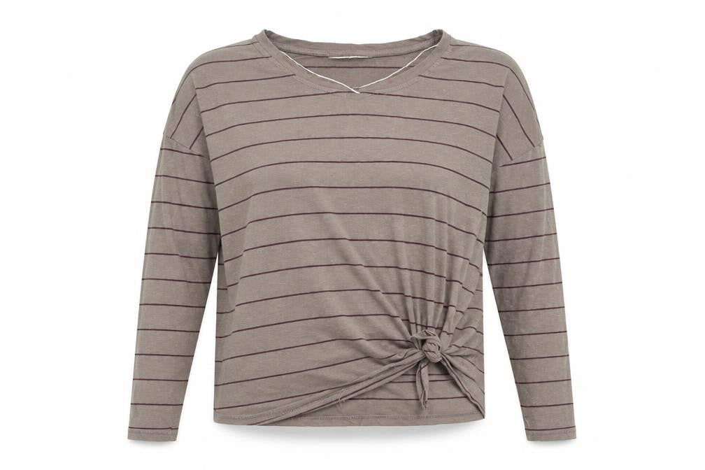 Friday's Project Women's Grey Striped Long Sleeve Top XS