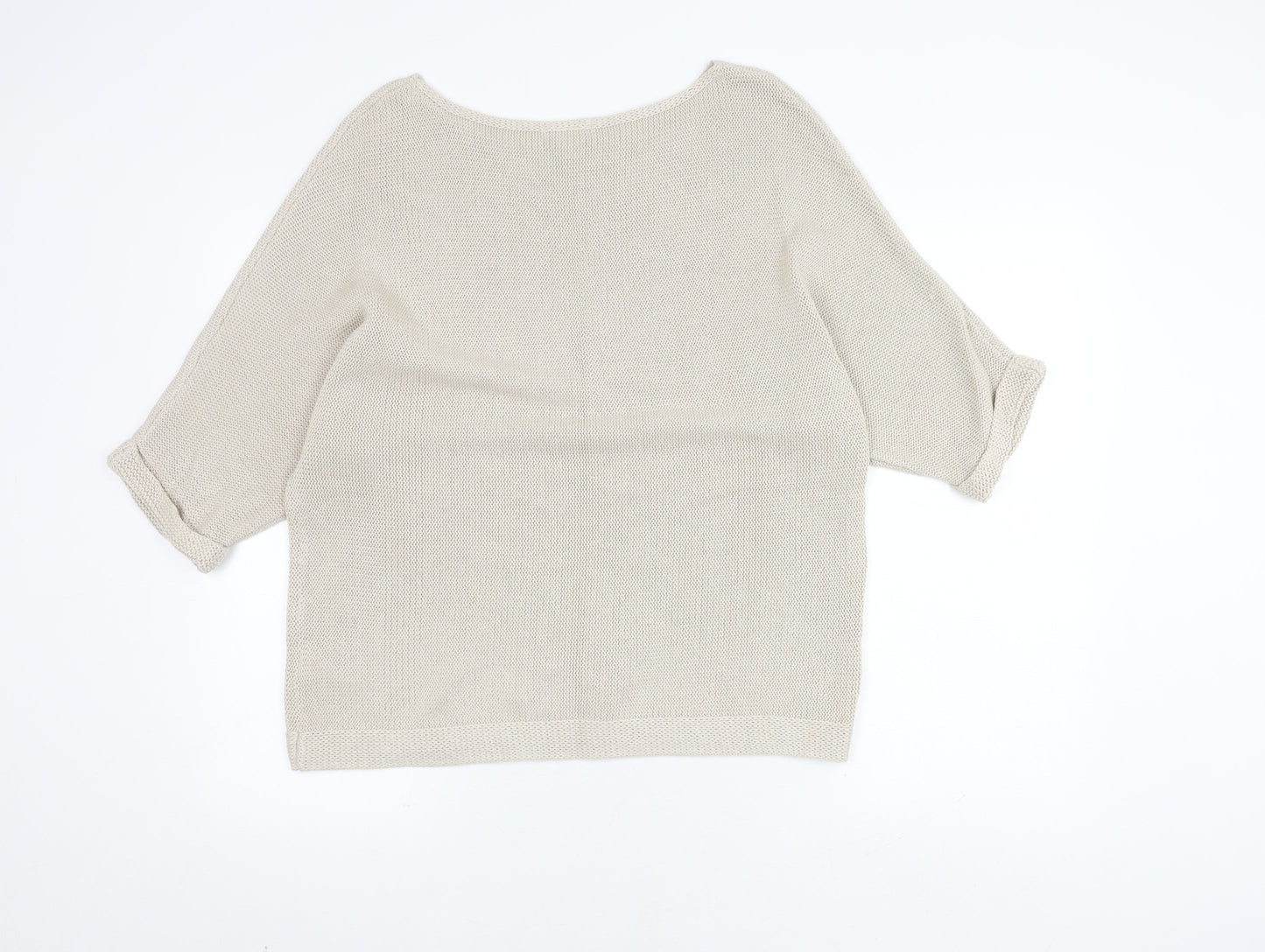H&M Women's Beige Pullover Jumper, M, 3/4 Sleeves