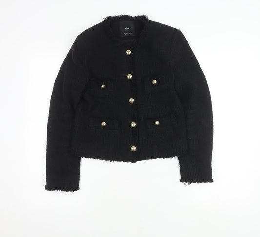 MNG Women's Black Bouclé Cropped Blazer Size 10