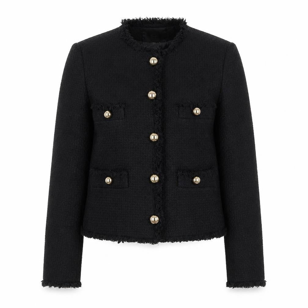 MNG Women's Black Bouclé Cropped Blazer Size 10