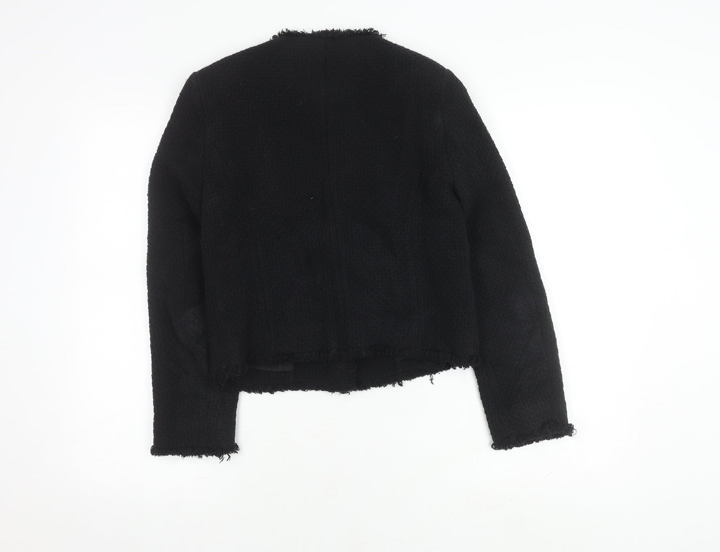 MNG Women's Black Bouclé Cropped Blazer Size 10