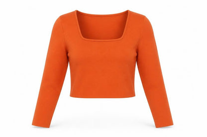 Zara Women's Orange Cropped Blouse Size 14