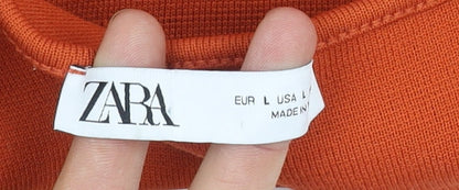 Zara Women's Orange Cropped Blouse Size 14