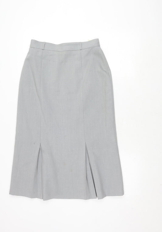 St Michael Women's Grey Pleated Knee Length Skirt Size 14