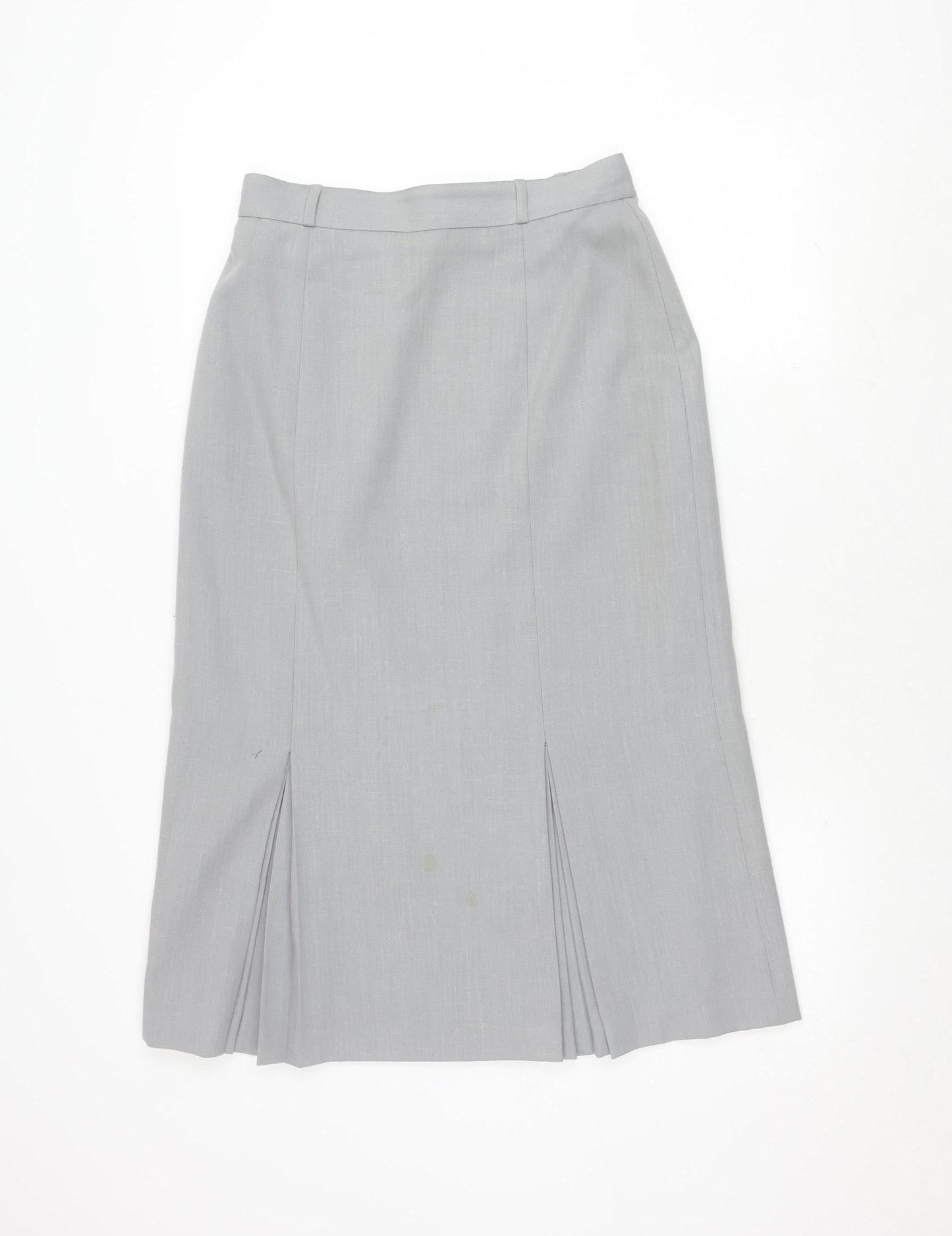 St Michael Women's Grey Pleated Knee Length Skirt Size 14
