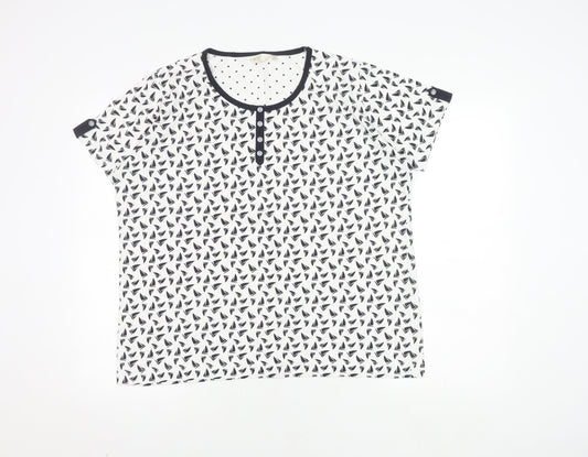 EWM Nautical White T-Shirt, L, Unisex, Button Accent