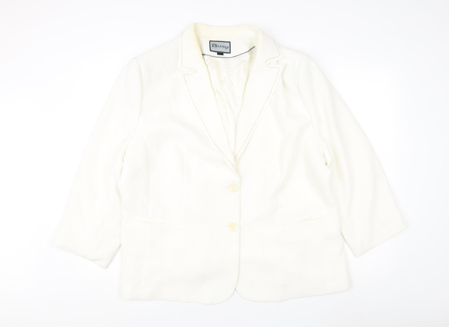 Busy Women's White Blazer Size 24 Plus Lined Button