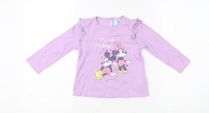 Front view of Disney girls’ purple minnie mickey long sleeve shirt, 24 months