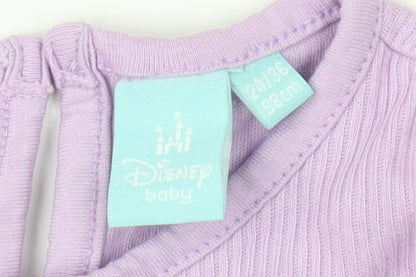 Close-up detail of Disney girls’ purple minnie mickey long sleeve shirt, 24 months