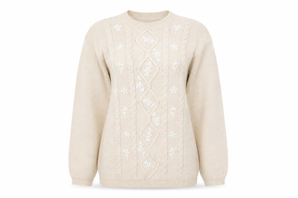 Jumper Women's Beige Crew Neck Pullover M