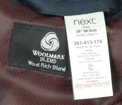 Next Men's Grey Blazer 38S Wool Blend