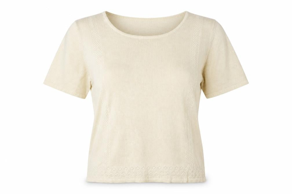Riddella Beige Women's Short Sleeve Knit Top