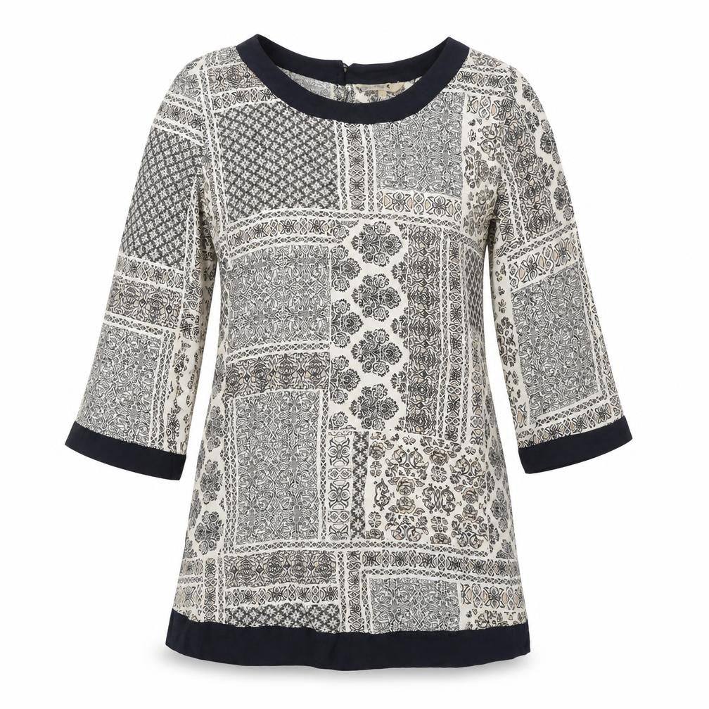 Spirit at M&Co Women's Ivory Geometric Tunic - Size 10