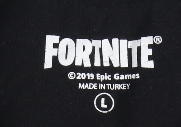 Fortnite Boys Black L T-Shirt - Short Sleeve, Crew Neck