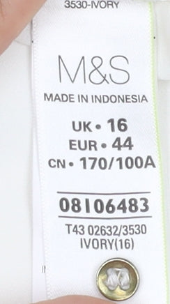 Marks and Spencer Women's Ivory V-Neck Top Size 16
