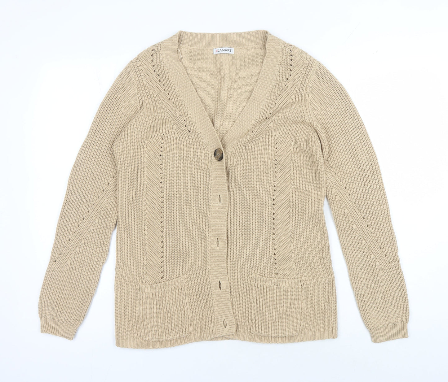 Damart Women's Beige V-Neck Cardigan, Size S