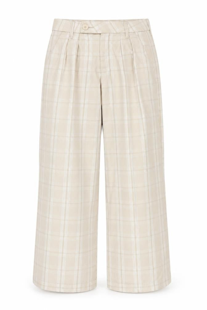 H&M Women Beige Plaid Trousers Size 8