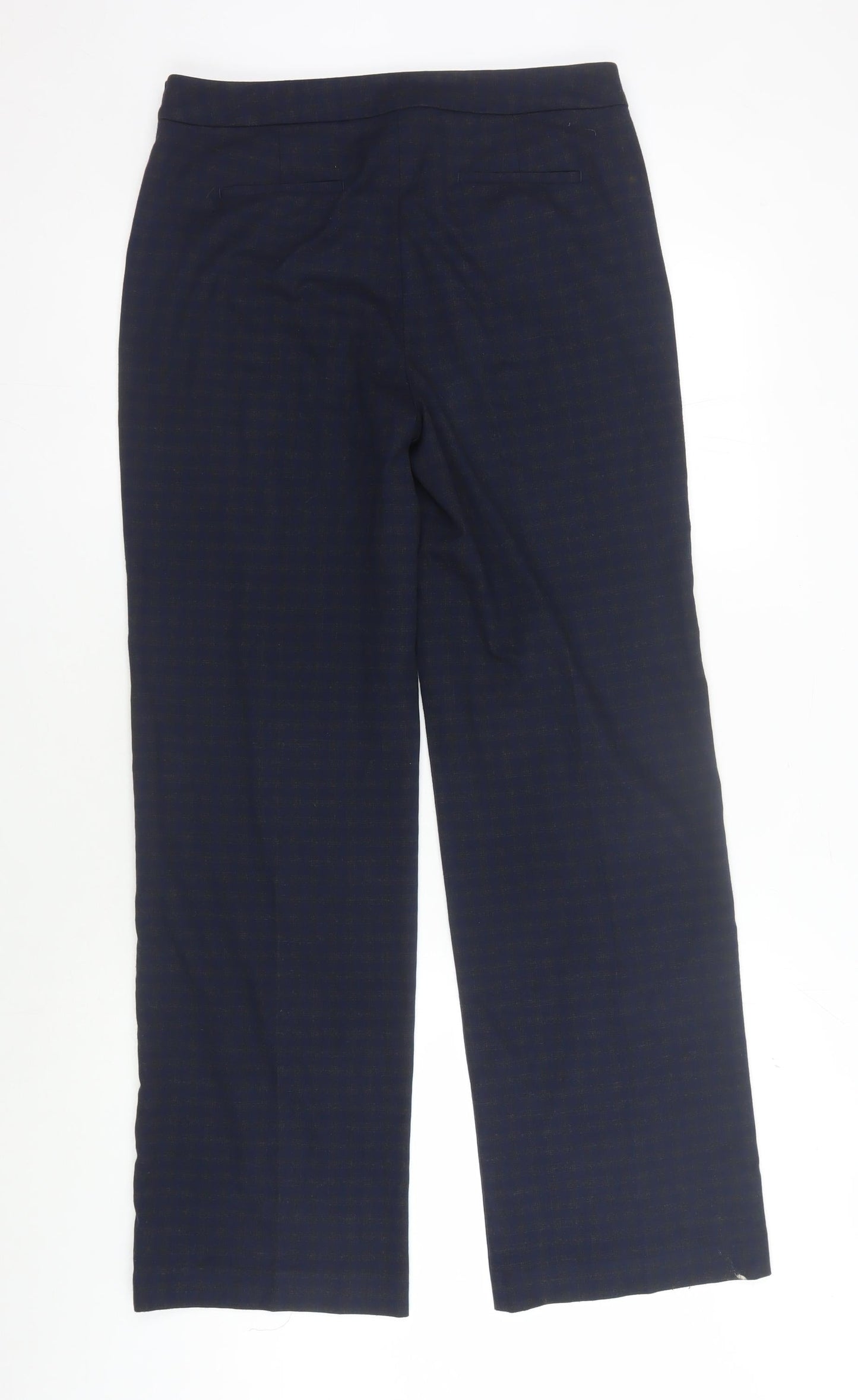 Marks and Spencer Women's Blue Check Trousers - Size 10