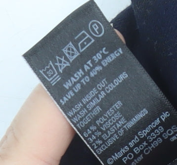 Marks and Spencer Women's Blue Check Trousers - Size 10