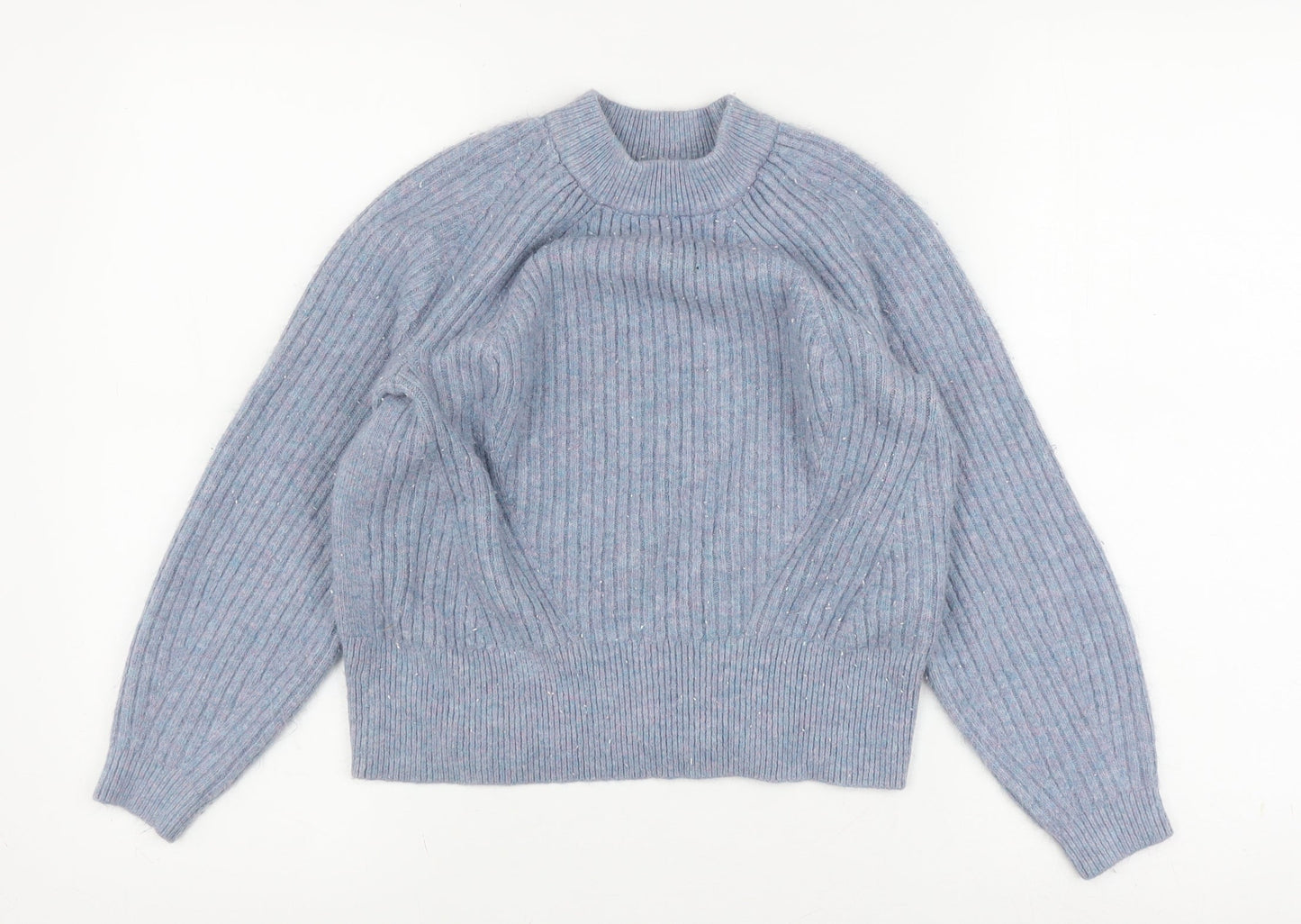 Marks and Spencer Women's Blue Jumper, S, Mock Neck