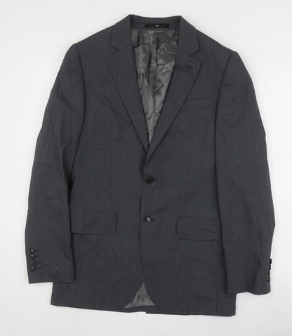 Additional front view of Jaeger Men's Grey Wool Blazer Jacket 36R