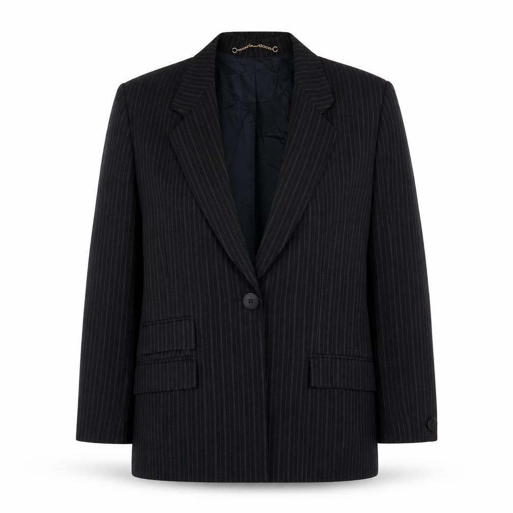 Viyella Women Black Pinstripe Blazer Size 14