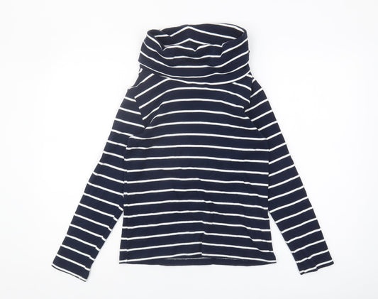 Cotton Traders Women's Blue Striped T-Shirt UK 8