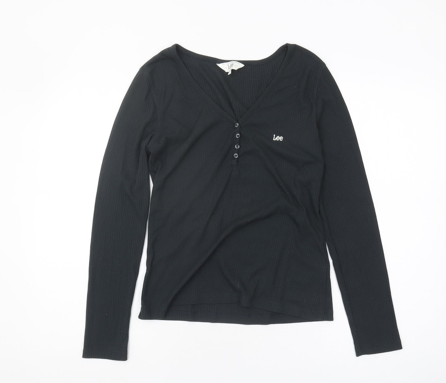 Lee Women's Black Slim Fit Long Sleeve T-Shirt - Size L