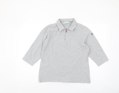 Pringle Womens Golf Grey Collared Top, Casual Zip Size L