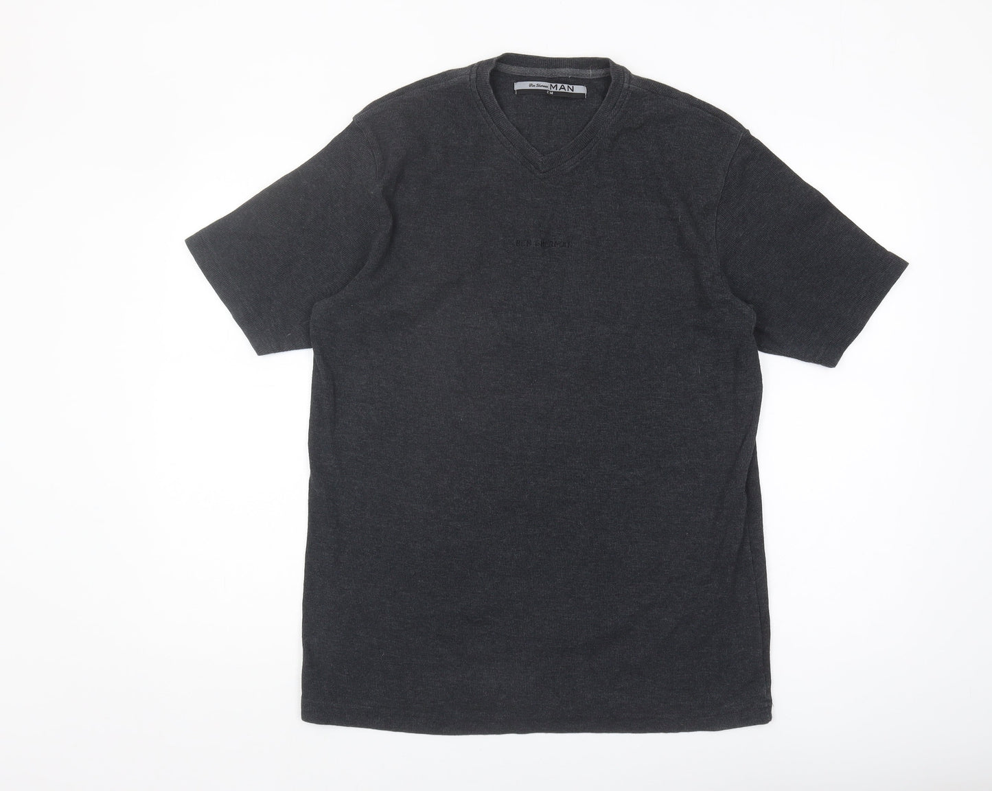 Ben Sherman Men's Black Cotton Blend V Neck T-Shirt Size M