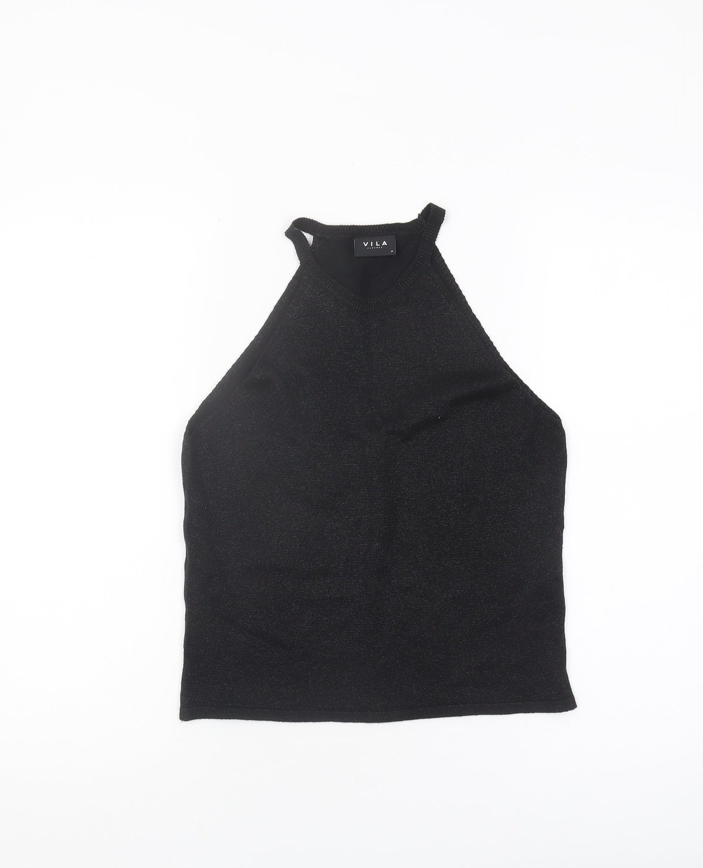 VILA Women's Black Halter Tank Top M