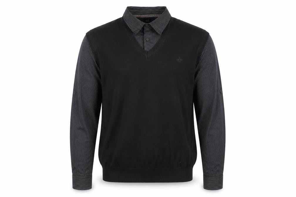 Next Men's Black V-Neck Jumper, Size L, Striped