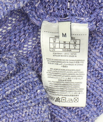 Close-up detail of Guess Women's Purple Knit jumper, size 8