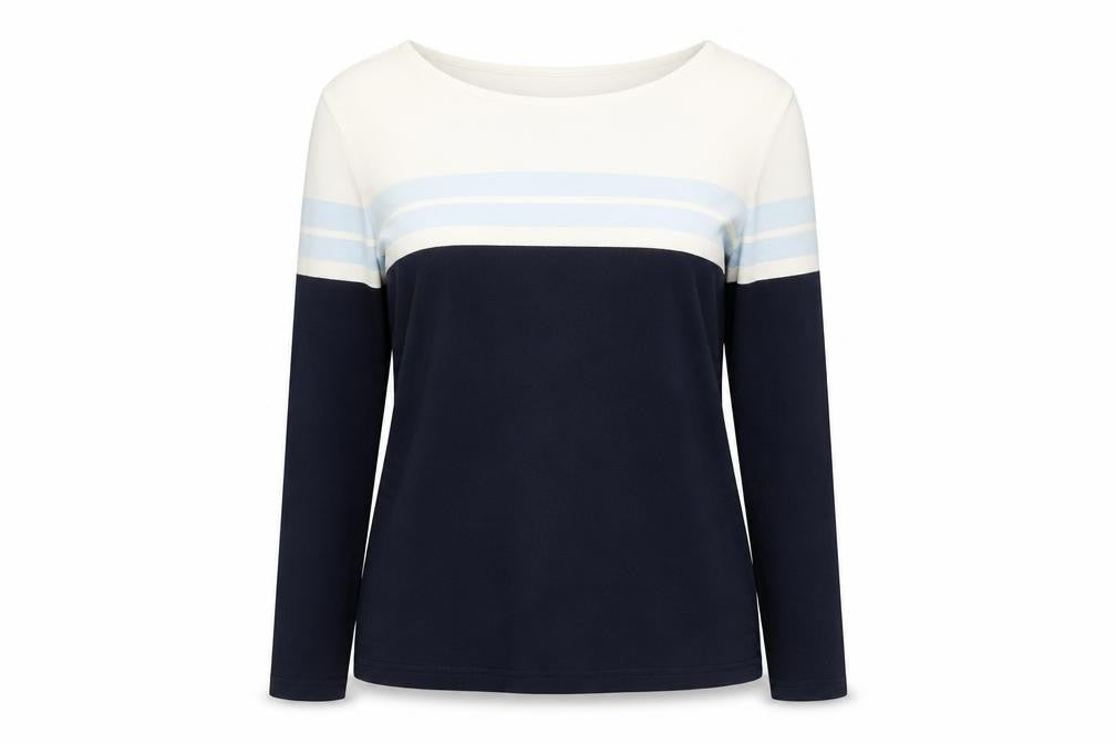 Maine New England Women's Blue Stripe Top, Size 10