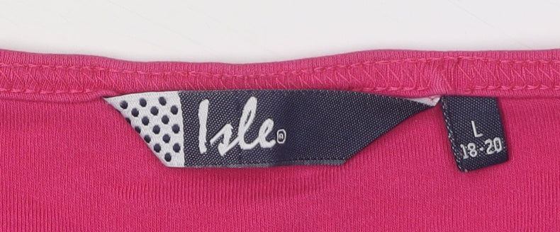 Isle Women's Pink Basic Crew Neck T-Shirt, Size 18
