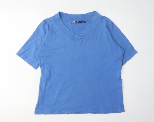 Isle Women's Blue V-Neck T-Shirt, Size L, Casual