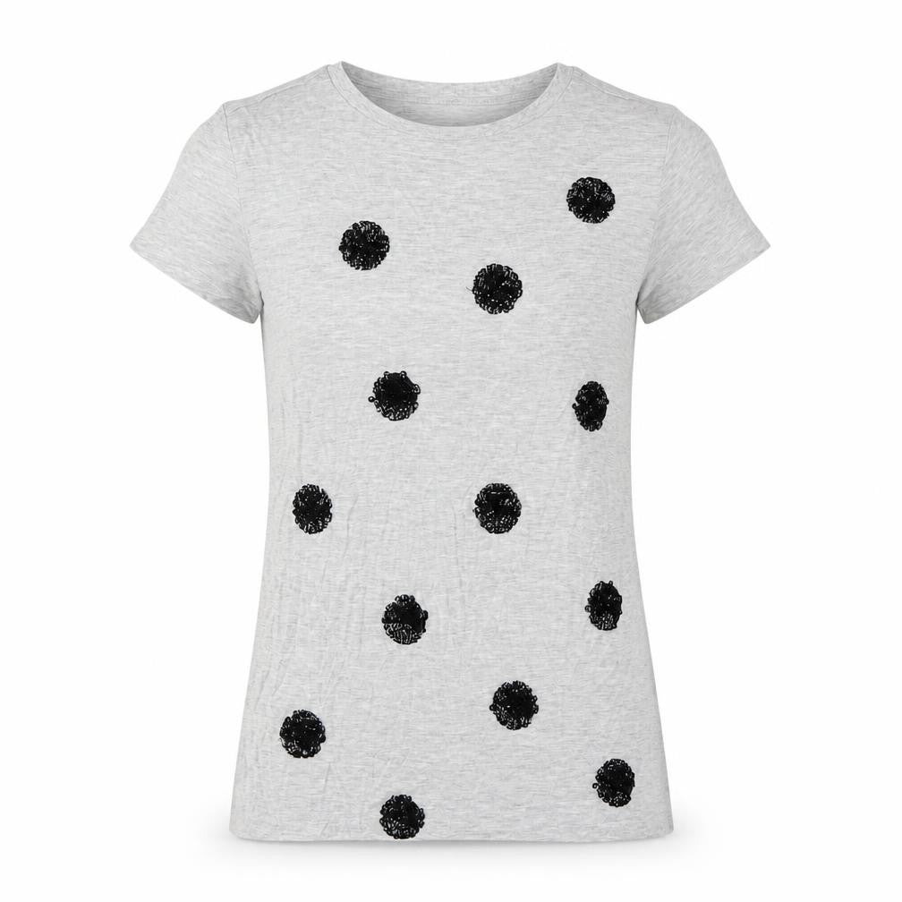 Jaeger Women's Grey Sequin Polka Dot T-Shirt S
