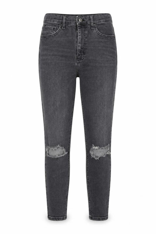 Topshop Women's Black Skinny Jeans UK 12 Distressed Denim